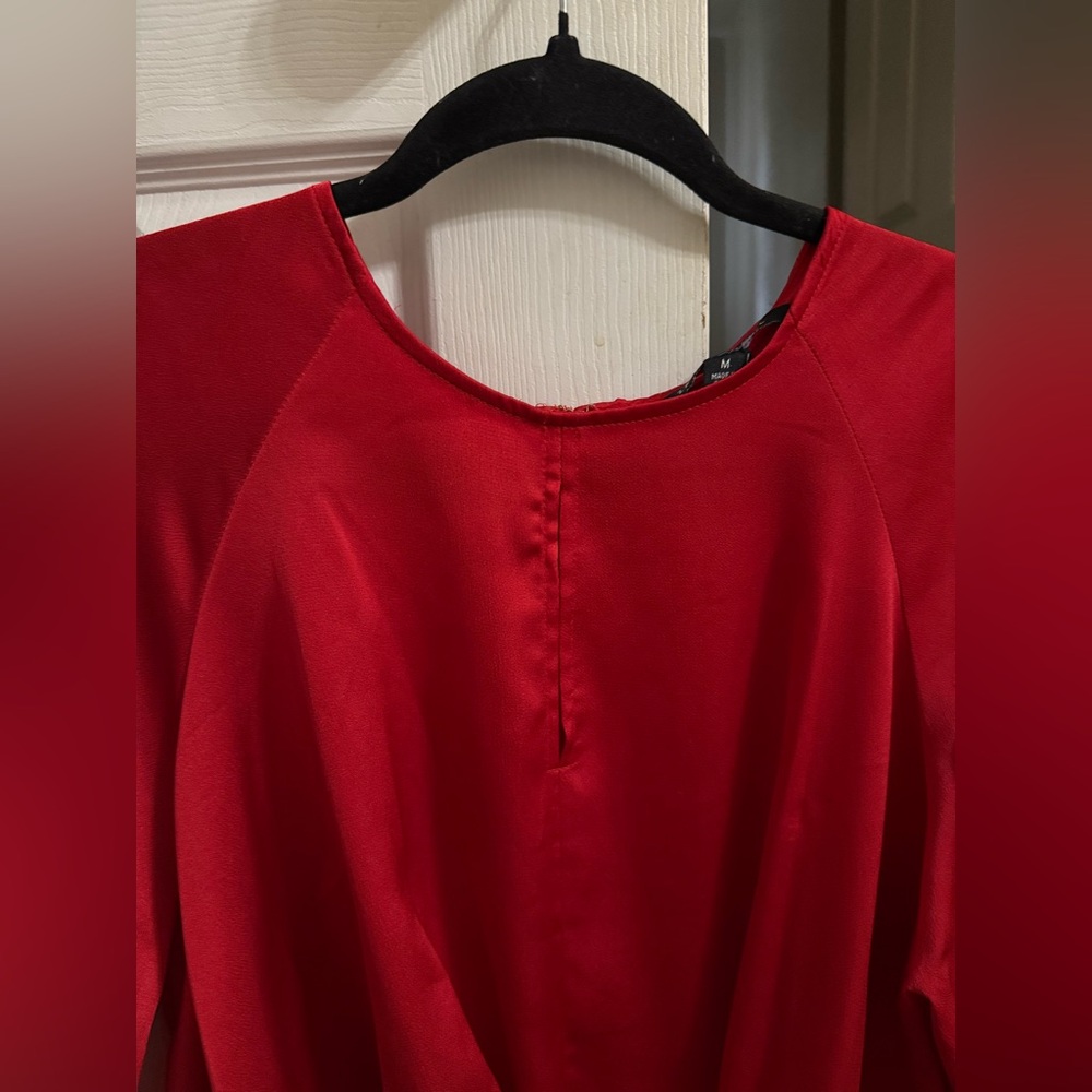 NWT Zac & Rachel Red Tie Front 3/4 Sleeve Blouse - Size M - Picture 2 of 13